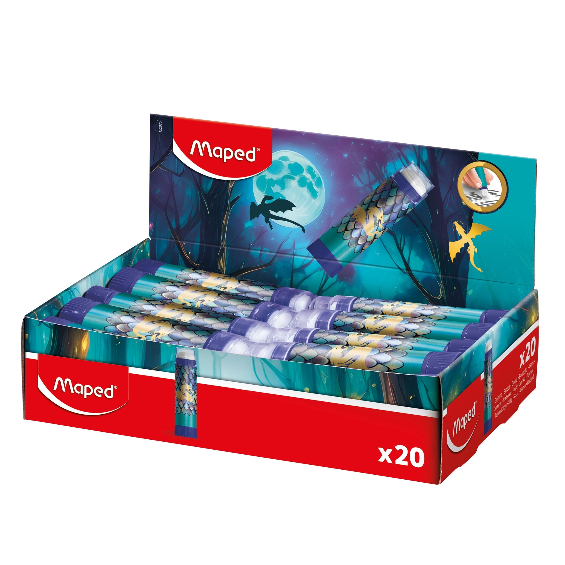 Maped -  Gum  dragon display 20 kleuren blauw