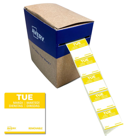 Avery -  Etiket  haccp dinsdag-geel 25x25mm 1000st