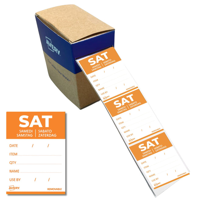 Avery -  Etiket  haccp zaterdag-oranje 40x56mm 500st | 6 stuks