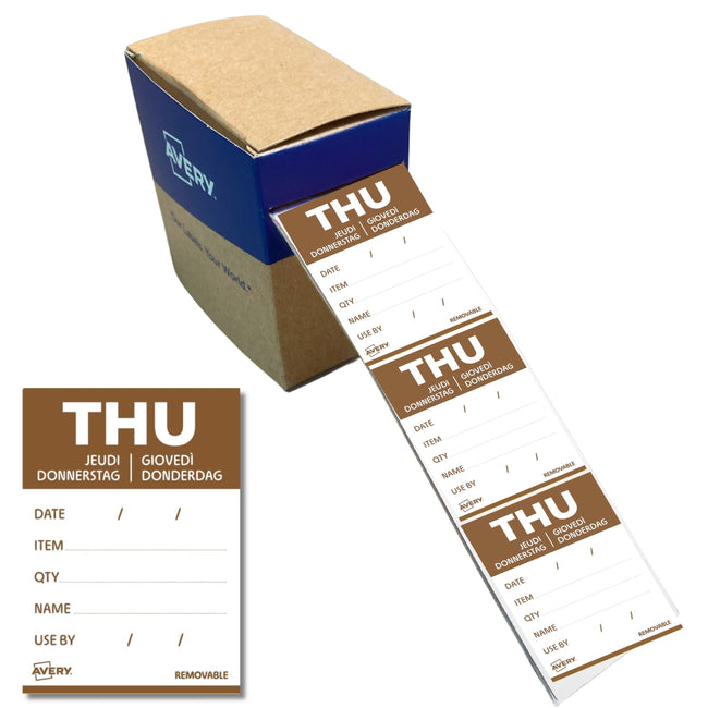 Avery -  Etiket  haccp donderdag-bruin 40x56mm 500st