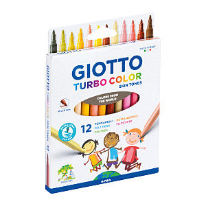 Giotto - Viltstift giotto turbo color skin tones 12st | Etui a 12 stuk | 10 stuks