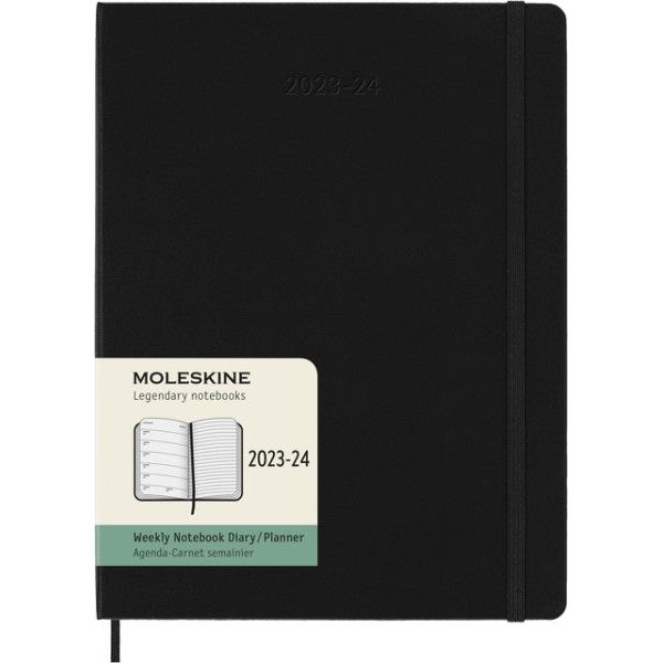 Agenda 2023/2024 Moleskine 18m Planer Weekly 7day/1 Seite extra groß 190x250mm Hartes Cover schwarz