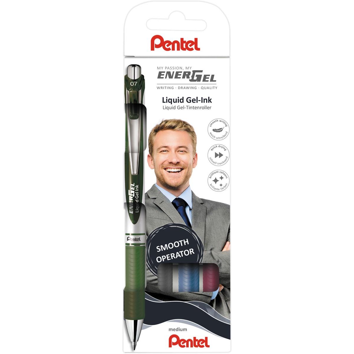 Pentel - Rollerball Energel RT BL77, estuche con 4 piezas, surtido