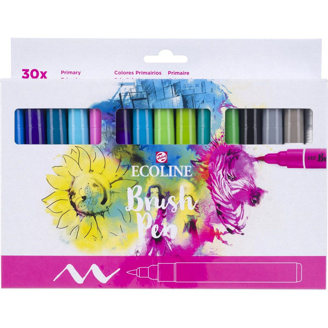 Talens -  Ecoline Brush pen, etui van 30 stuks, set Primaire