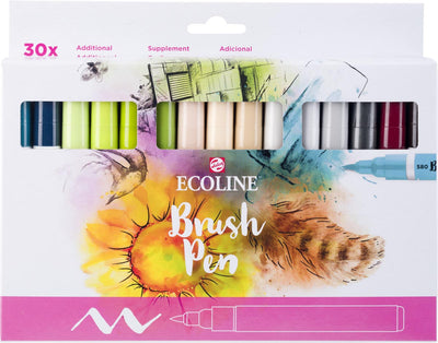 Talens - Stylo pinceau Ecoline, étui de 30 pièces, Set supplémentaire