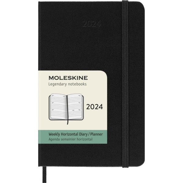 Agenda 2024 Moleskine 12m Planer Weekly 7day/2 Poples Pocket 140x90mm Hardcover Schwarz