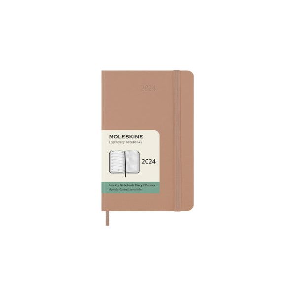 Agenda 2024 Moleskine 12m Planer Weekly 7day/1 Seitenpockt 90x140mm Hartharfer Sandbraun