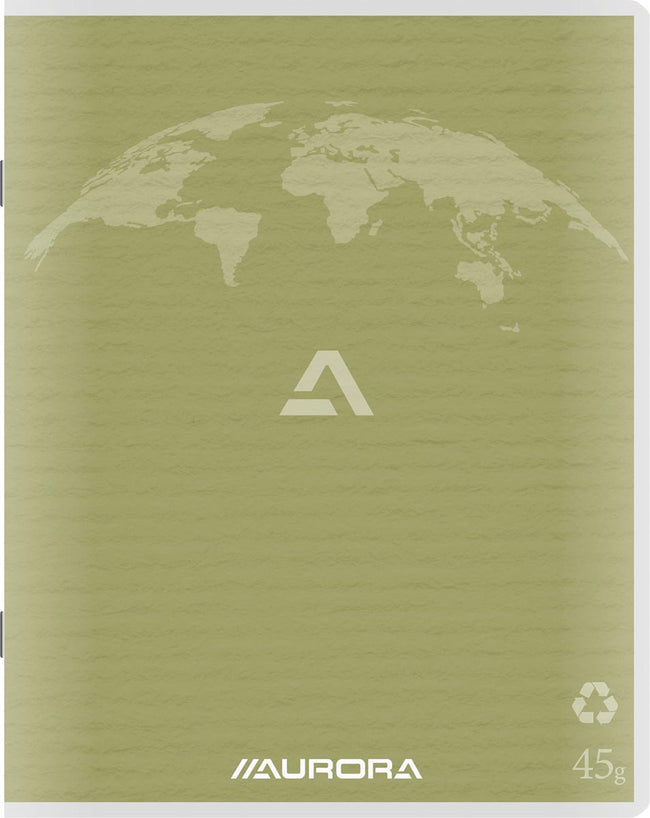 Aurora - Writing 45 notebook made of recycled paper, 96 pages, ruled, moss green