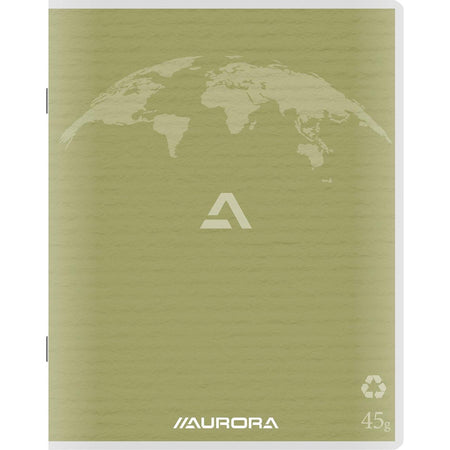Aurora - Quaderno Writing 45 in carta riciclata, 96 pagine, a righe, verde muschio