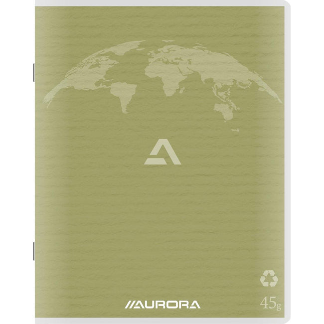 Aurora -  Writing 45 kladschrift uit gerycleerd papier, 96 bladzijden, gelijnd, mosgroen