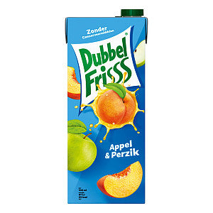 DubbelFrisss - Fruitdrank dubbelfrisss appel perzik pak 1500ml | Pak a 1500 milliliter