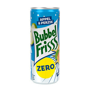 DubbelFrisss - Fruitdrank dubbelfrisss appel perzik zero 250ml | Omdoos a 12 blik x 250 milliliter