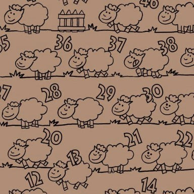 Klika - Cadeaupapier - Geschenkpapier - Counting sheep on brown 30 cm