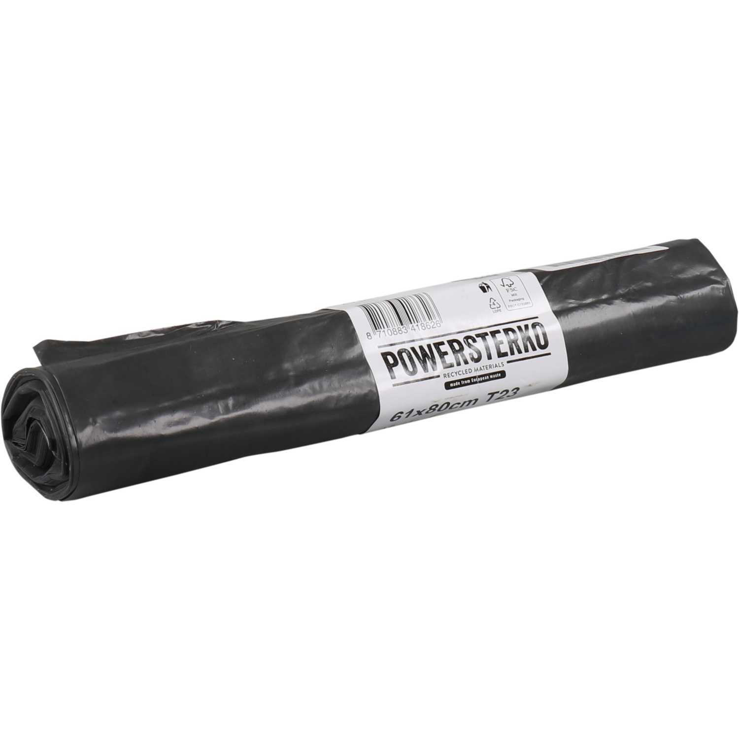 PowerSterko -  Afvalzak | Gerecycled LDPE | 61x80cm | T23 | grijs | 500 stuks
