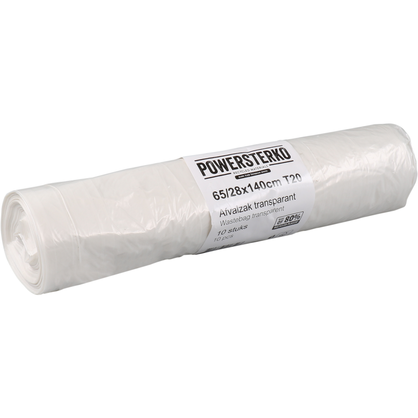 PowerSterko - Waste bag | Recycled LDPE | 65/ 28x140cm | T20 | transparent | 200 pieces