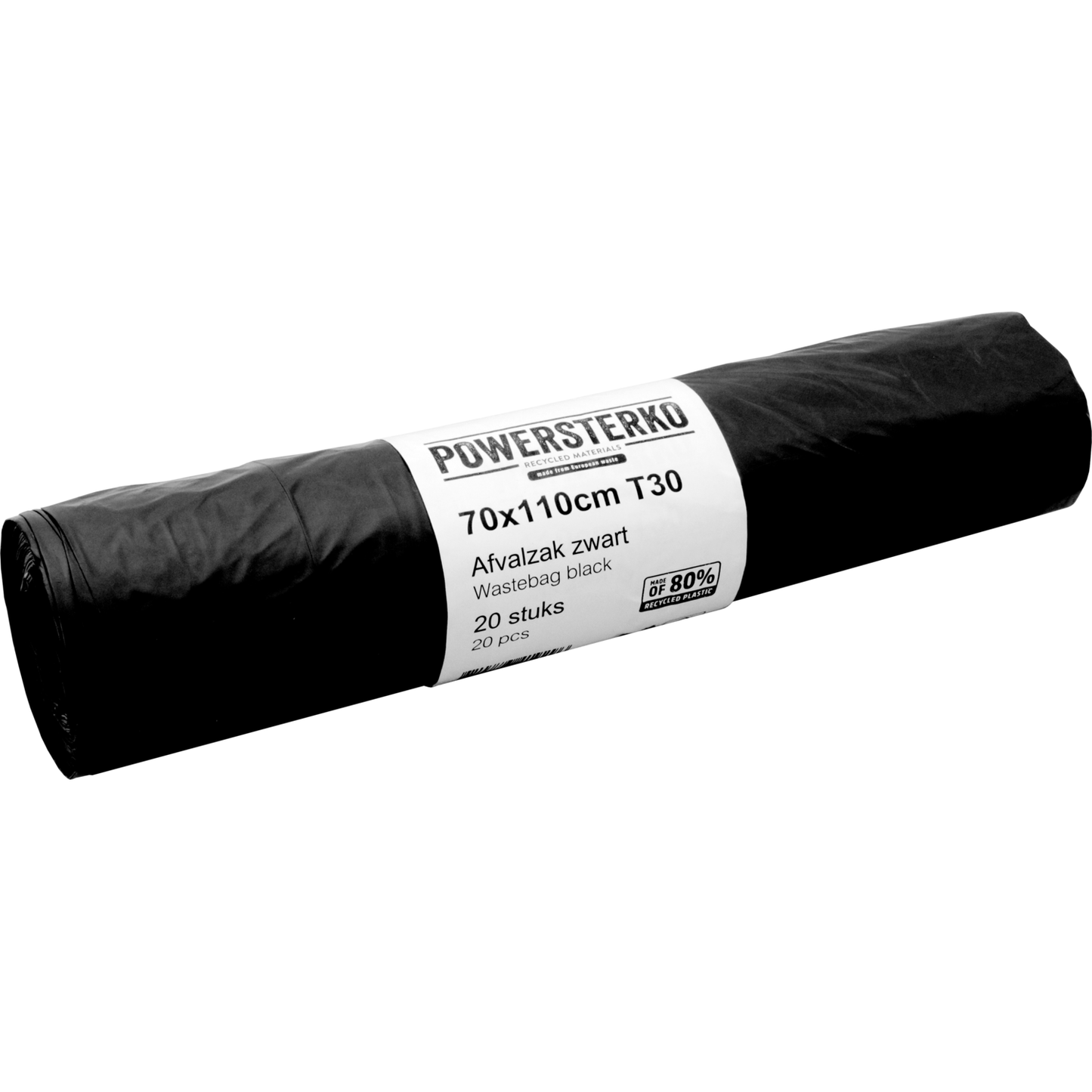 PowerSterko -  Afvalzak | Gerecycled LDPE | 70x110cm | T30 | zwart | 300 stuks