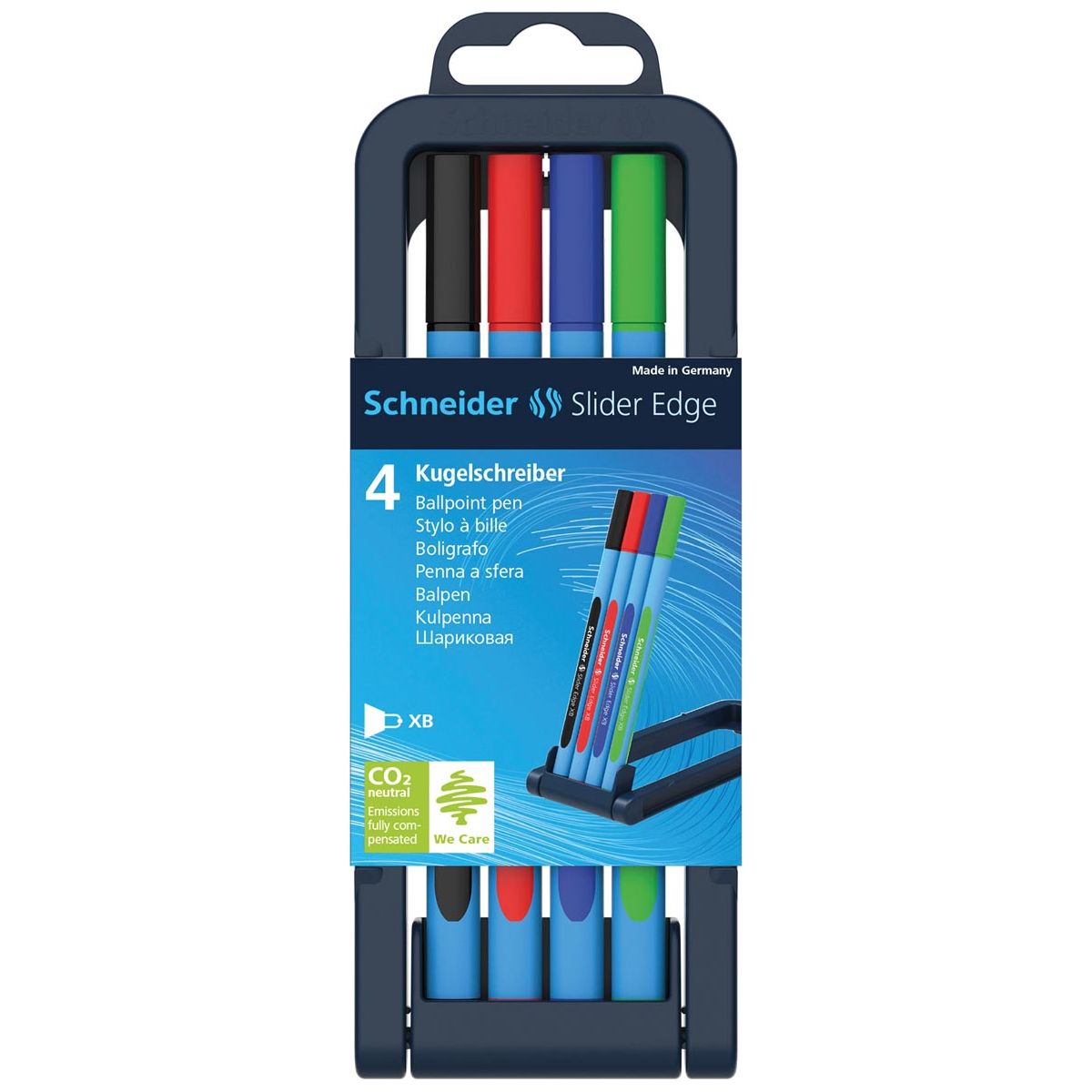 Schneider - Ballpen Slider Edge XB, Set -Up Box de 4 pièces en couleurs assorties