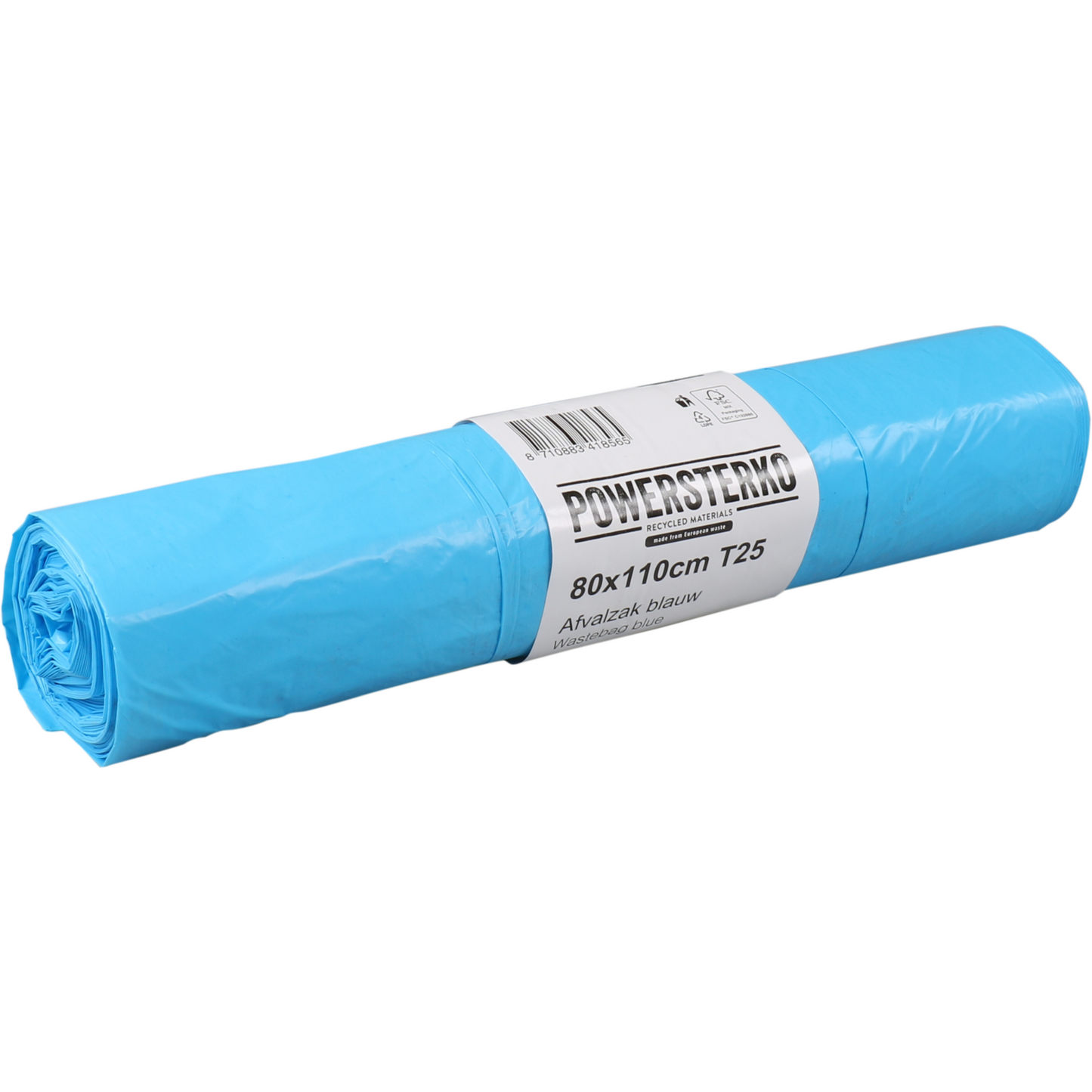 PowerSterko - Sacco per rifiuti | LDPE riciclato | 80x110 cm | T25| blu | 300 pezzi