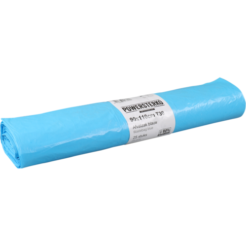 PowerSterko - Afvalzak | Gerecycled LDPE | 90x110cm | T30 | blauw | 250 stuks