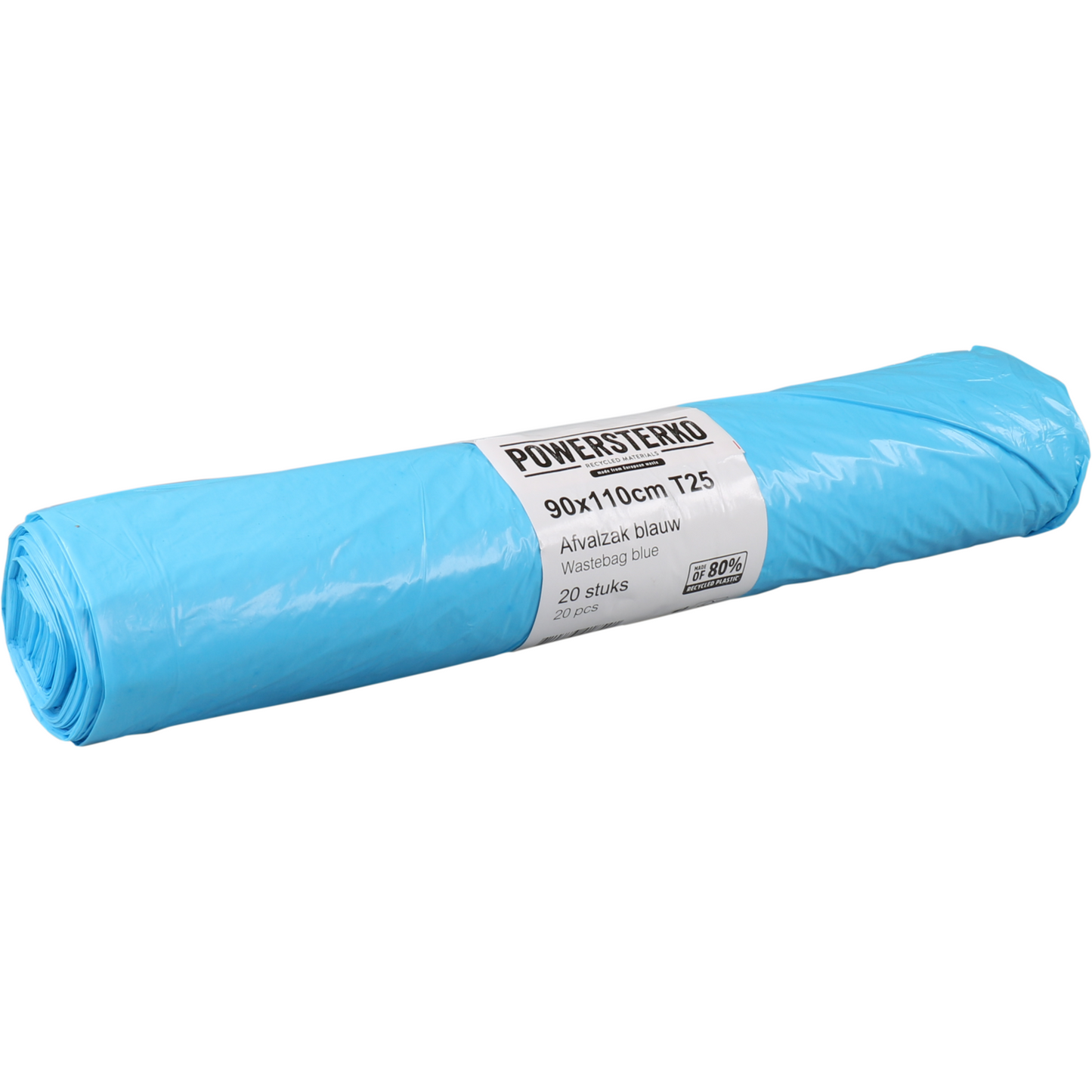 PowerSterko - Sacco per rifiuti | LDPE riciclato | 90x110 cm | T25| blu | 300 pezzi