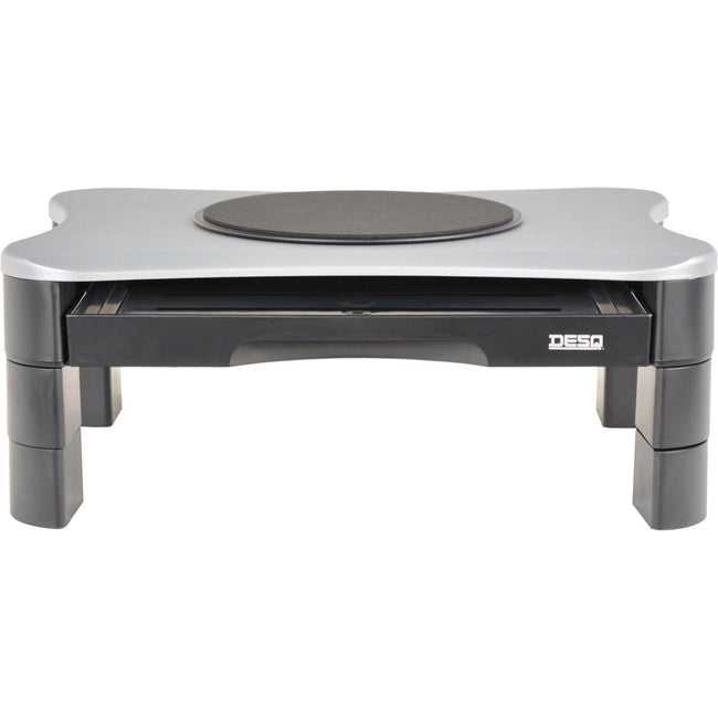 Desq - monitor stand, with turntable and 2 drawers, silver/black