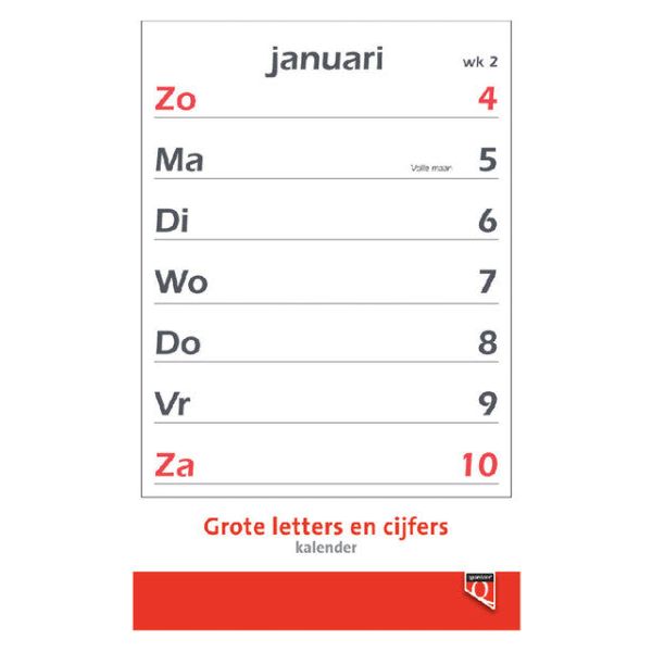 Quantore - Calendrier 2023 avec de grandes lettres et chiffres