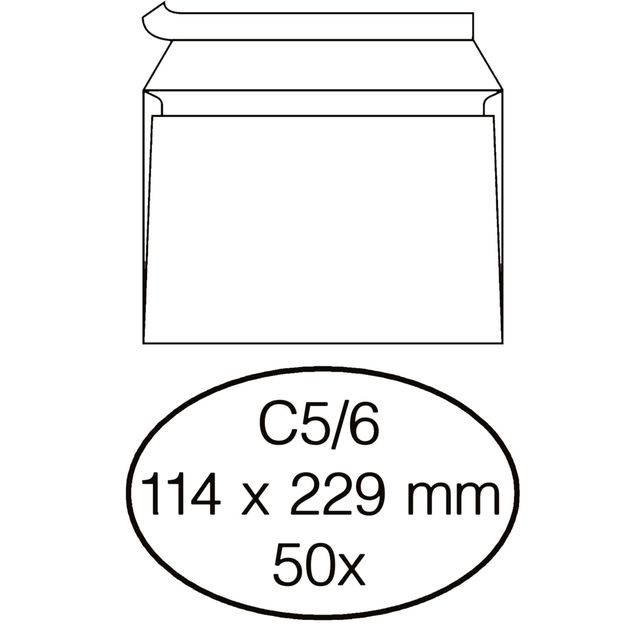 Quantore - Banque d'enveloppes C5/6 114x229mm autocollante blanc 50 pièces
