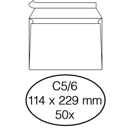 Quantore - Buste bancarie C5/6 114x229mm autoadesive bianche 50 pezzi