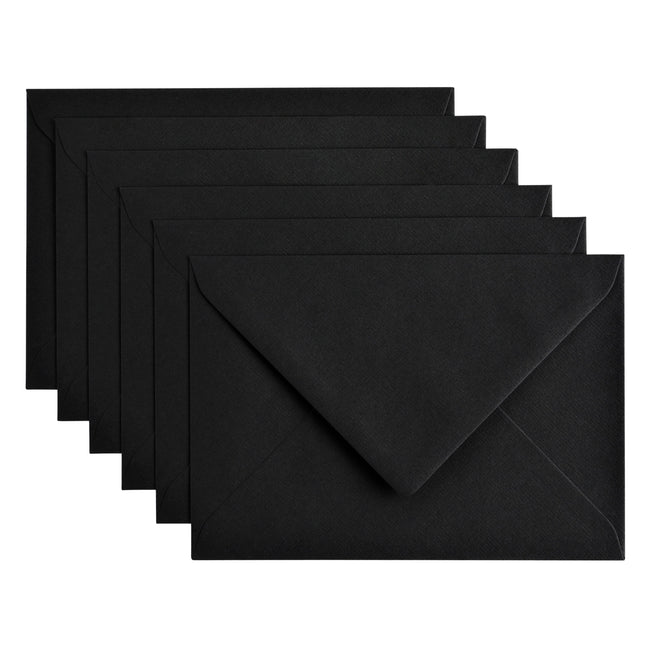 Papicolor - Enveloppe C6 114x162mm noir corbeau pack de 6 pièces