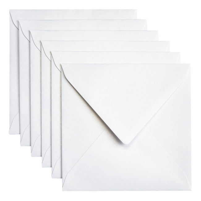 Papicolor - Enveloppe 140x140mm blanc nacré métallisé pack de 6 pièces