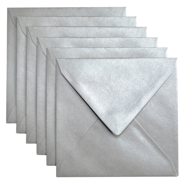Papicolor - Enveloppe 140x140mm argent métallisé, paquet de 6 pièces