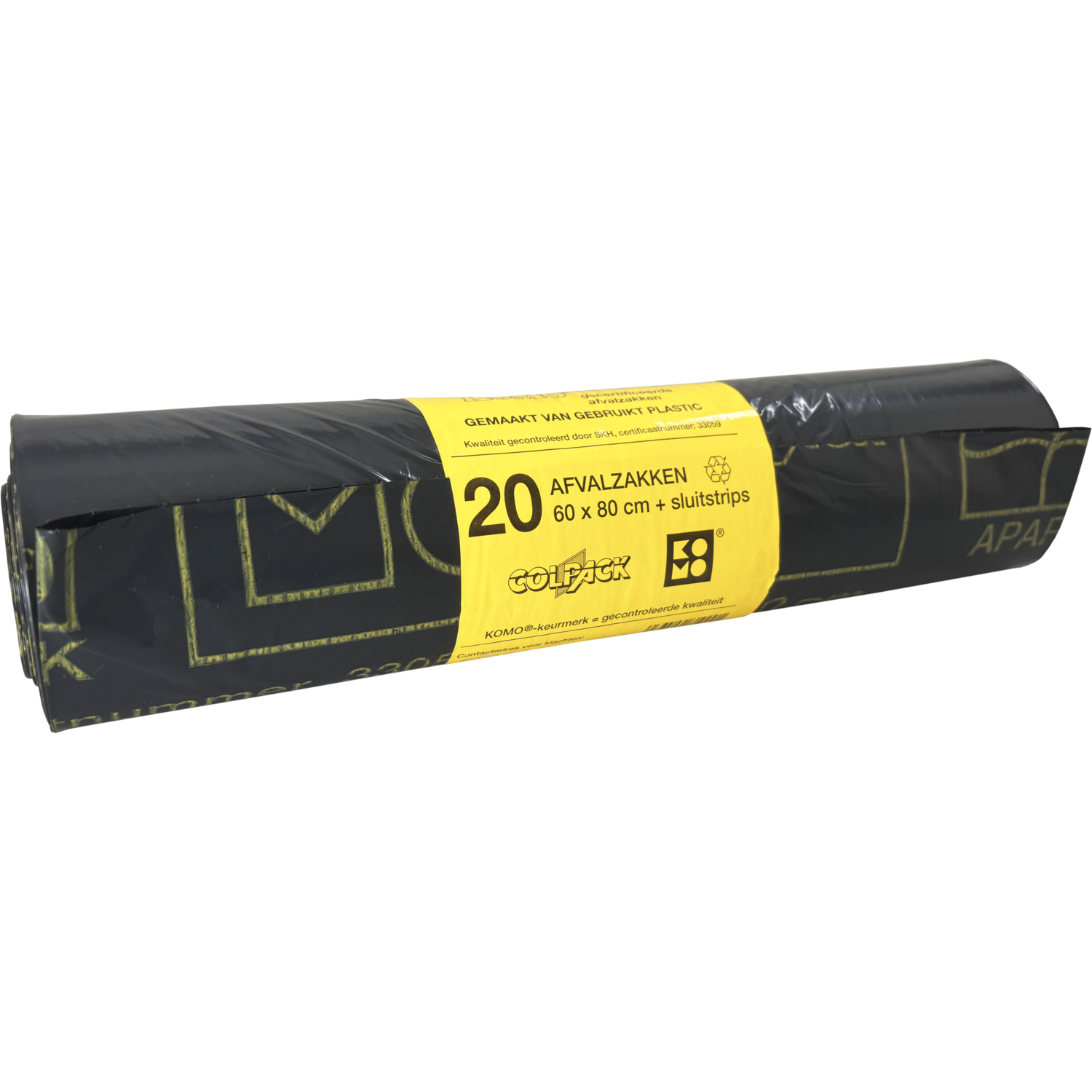 KOMO -  Afvalzak | Gerecycled LDPE | 60x80cm | grijs | 20 rol