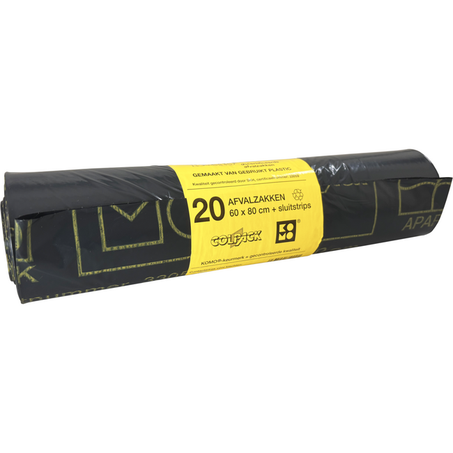 KOMO -  Afvalzak | Gerecycled LDPE | 60x80cm | grijs | 20 rol