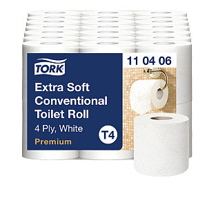 Tork - papier toilette T4 Premium 4lgs blanc 110406 ​​| Paquet de 42 rouleaux