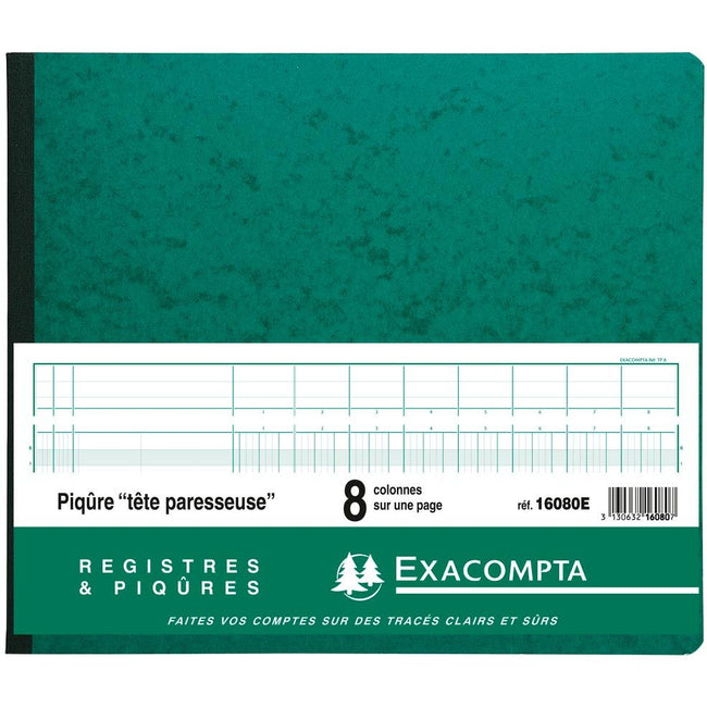 Exacompta - Register, ft 27 x 32 cm, 8 Spalten auf 1 Seite, 28 Zeilen, 80 Seiten