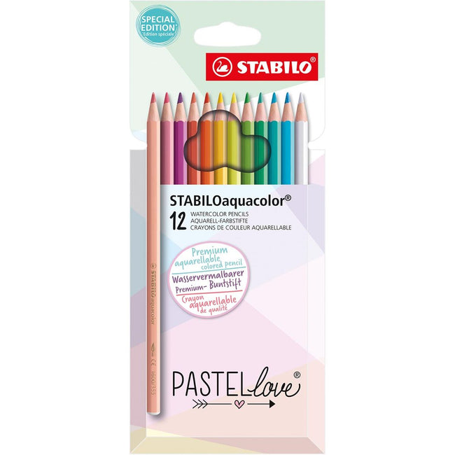 STABILO - aquacolor kleurpotlood, pastel, etui van 12 stuks, assorti