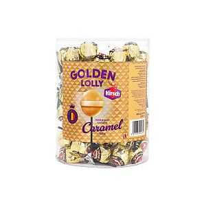Hirsch - Lolly hirsch golden caramel 100x12 gram | Koker a 100 stuk