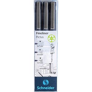 Schneider - Fineliner pictus 3st zwart | Etui a 3 stuk