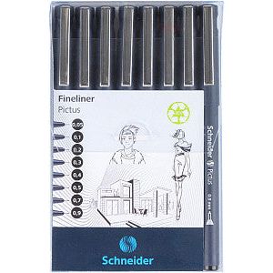 Schneider - Fineliner pictus 8st zwart | Etui a 8 stuk