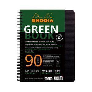 Rhodia - Notbk Greenbook A5 Ligne 6 -g 180 pages noir | 1 pièce