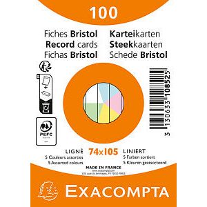 Exacompta - Flashcard exacompta 74x105mm lijn 5 kleuren | 100 pak | 40 stuks