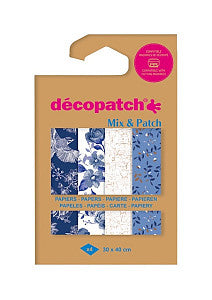 DecoPatch - Hobbypapier Décopatch 30x40 cm auf 4 Blattthemen der Blau eingestellt