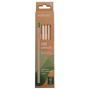 Econovo - Bleistift Econovo HB mit Gumtop | Blasen Sie ein 6 -Stück