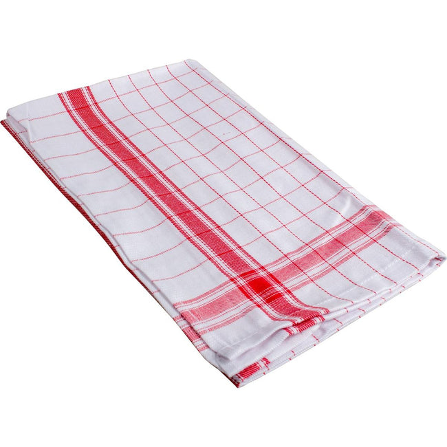 Klika - Handdoek Adalynne, ft 50 x 70 cm, geruit, rood, pak van 6 stuks