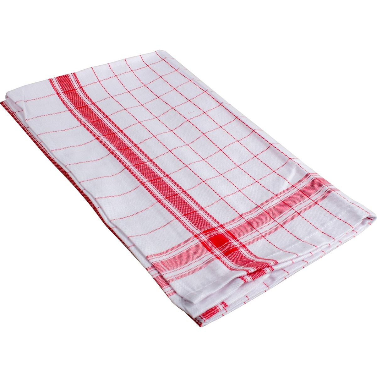 Merkloos - Handdoek Adalynne, ft 50 x 70 cm, geruit, rood, pak van 6 stuks