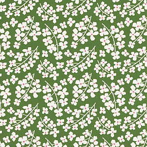 Klika - Cadeaupapier - Geschenkpapier - Daisy green on white ribbed 50 cm