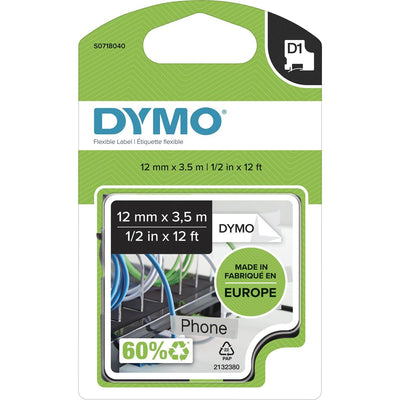 Dymo -  Labele LabelManager D1 nylon 12mm zwart op wit