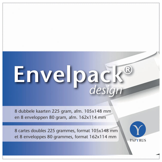 Papyrus - Tarjeta doble Envelpack Design C6 114x162mm blanco 894436 juego de 8
