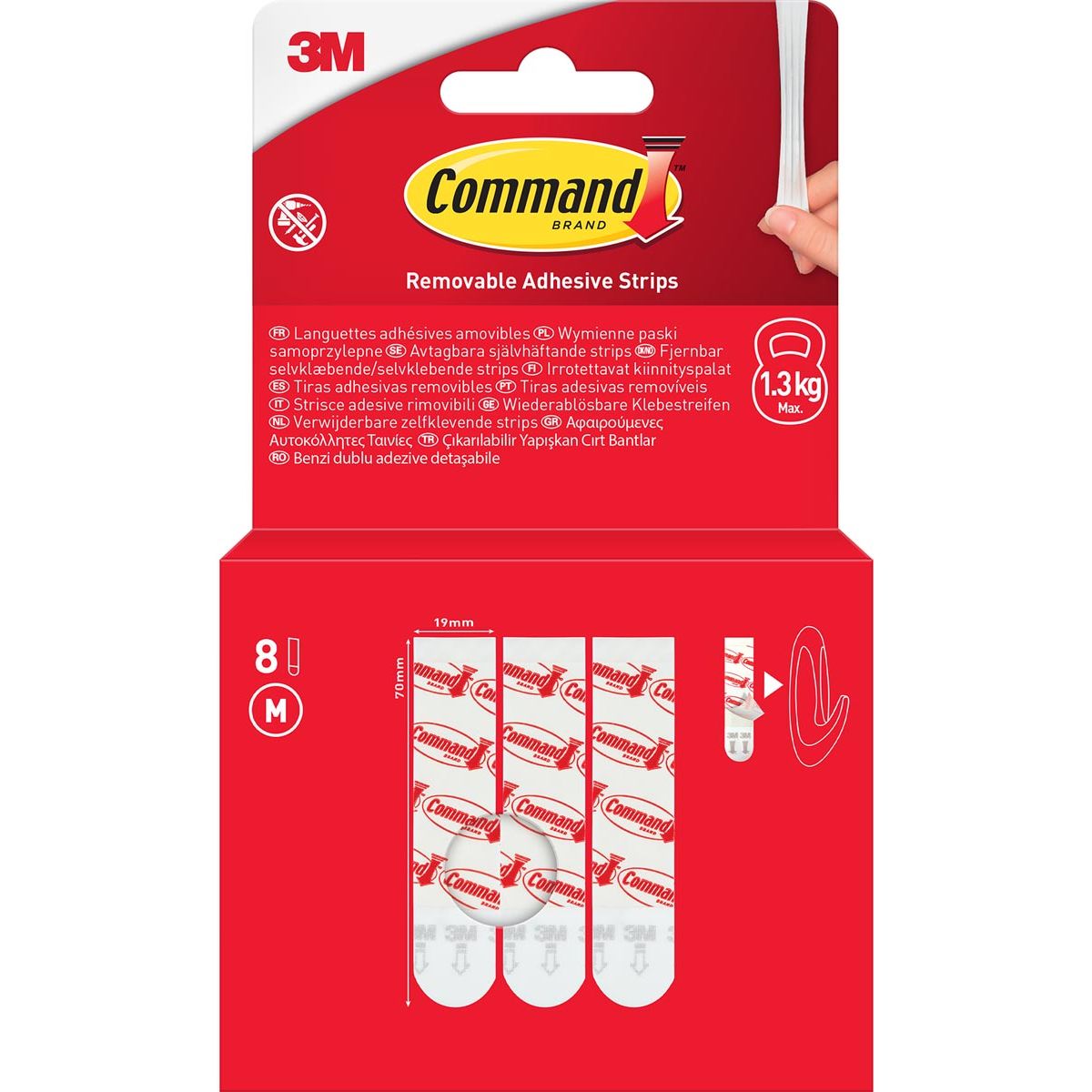 Command - strisce adesive, medie, bianche, blister da 8 pezzi