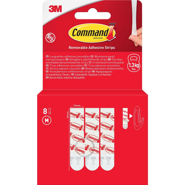 Command - strisce adesive, medie, bianche, blister da 8 pezzi